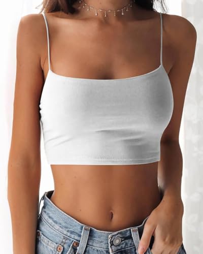 Women's Sexy Spaghetti Strap Camisole Tank Tops Y2k Tube Slim Fitted Yoga Basic Cami Crop Top3