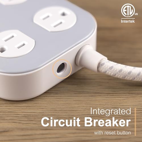 GE Surge Protector Power Strip, 6 Ft Braided Extension Cord