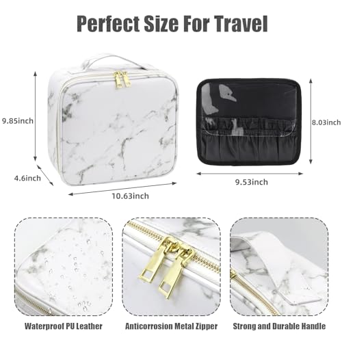 Travel Makeup Bag with Mirror and Lights, Makeup Case with Lighted Mirror 3 Color Lights - Image 4