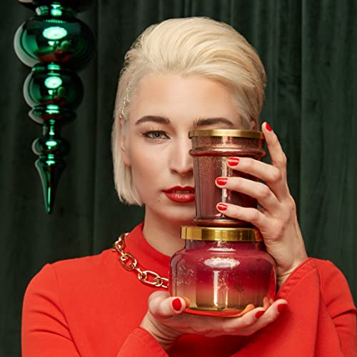 Capri Blue Glimmer Signature Jar - Tinsel & Spice Scented Candle With Ombre Glass Candle Holder - Luxury Aromatherapy Candle - 19 Oz - Mulberry And Gold #TOP3