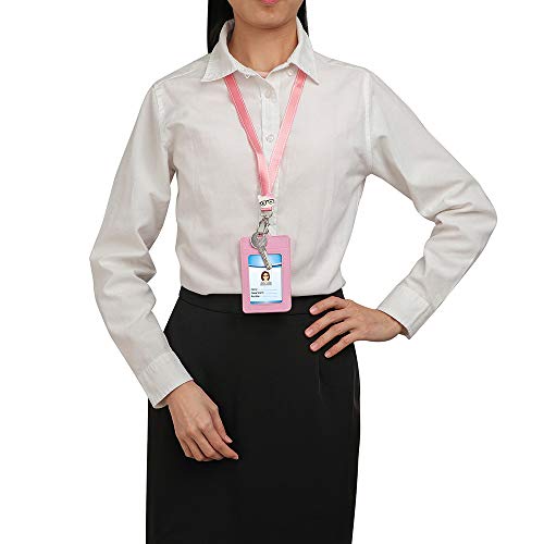 【2020 Latest】Id Badge Holder Woosifun Cute Credit Card Case Neck Pouch Lanyard With Cartoon Shield Keychain For Students Teens Boys Girls Staff Women (Pink Cat) #TOP5