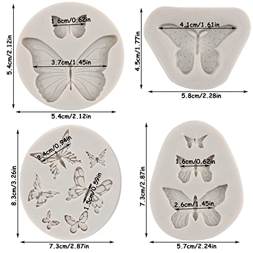 Teyoulin Butterfly Silicone Fondant Molds Butterfly Fondant Mold For Sugar Cake Decorating Cupcake Topper Candy Chocolate Gum Paste Polymer Clay Set Of 4 #TOP1