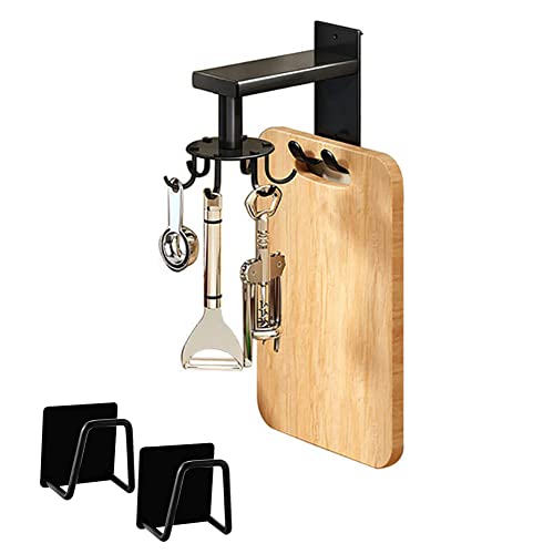 TENMEDARY Porte-Ustensiles de Cuisine, Rotatif à 360°, Aluminium Cuisine Rack Auto-Adhésif avec 8 crochets + 2 Porte Évier Éponge, Organiseur Multifonction pour cuisine/Bains/garde-robe Cover
