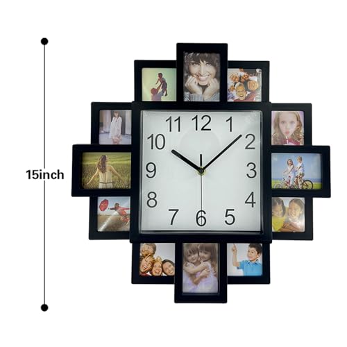 DIY Rahmenuhr, DIY Wanduhr Modernes Design DIY Fotorahmen Uhr Kunststoff Kunst Bilder Uhr Einzigartige Klok Home Decor - Machen Sie Ihre eigene Multi-Fotouhr (Schwarz) – Bild 3
