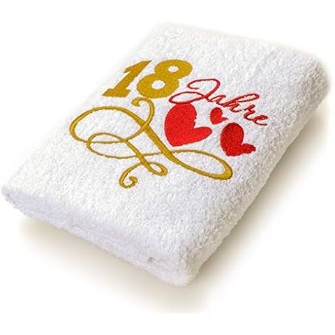 Abc Casa Geschenk -Handtuch zum 18 Geburtstag mit aufgestickten Herzen und 18 Jahre für Mädchen und Jungen Cover
