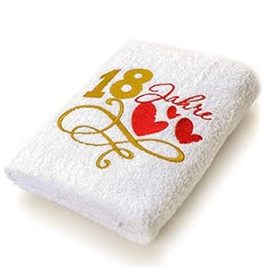 Abc Casa Geschenk -Handtuch zum 18 Geburtstag mit aufgestickten Herzen und 18 Jahre für Mädchen und Jungen – 18 jähriges…