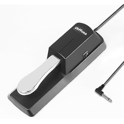 Universal Sustain Pedal, Foot Pedal for All Electronic Keyborad and Digital Pianos, Piano Pedal with Polarity Switch, Keyboard Pedal 1/4'' (6.35mm) Input Plug Cover