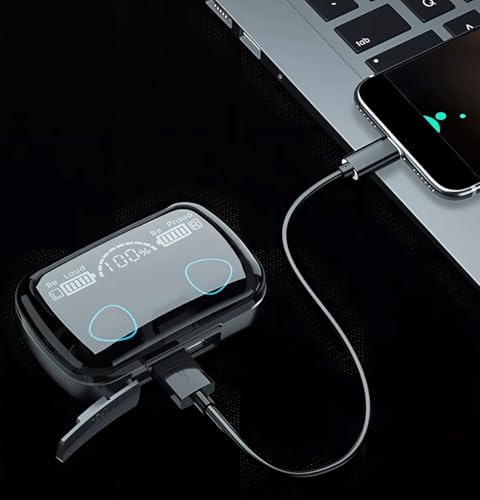 Fones de Ouvido Bluetooth 5.1, TWS com Estojo de Carregamento, Display LED, Preto