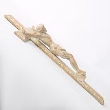 BC katolicki krzyż ścienny, dekoracja domu Jezusa Chrystusa, religijny pobożny prezent, wygląd rzeźbienia w drewnie, 30 cm H ręcznie malowany przez Buildclassic