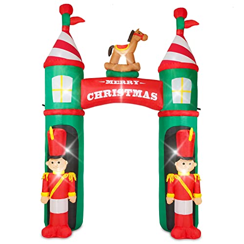 Jeteho 9Ft Christmas Inflatable Archway Outdoor Decorations With Built-In Led Lights Christmas Blow Up Yard Decorations With Inflatable Nutcracker Soldiers Christmas Archway For Holiday Decoration #TOP5