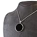 Echmeck 925 Sterling Silver Black Onyx Flat Round Handmade Pendant Necklace - Unisex Jewelry for Women & Men (Onyx Flat - 25mm, 18+2'' Chain)
