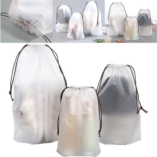 Boxonly Clear Plastic Drawstring Bags - Waterproof PEVA Pouch for Travel and Closet Storage in 10