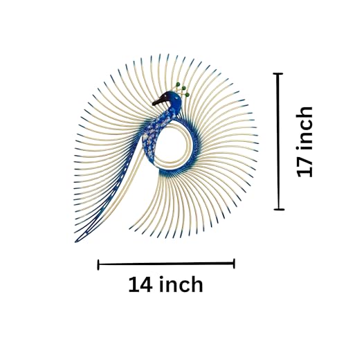Image of SNS DECOR Alluring Metal Peacock Wall Art Decorations | Perfect 3D Wall Sculpture For Living Room, Bedroom, Drawing Room & Office (Small-14x17inch)
