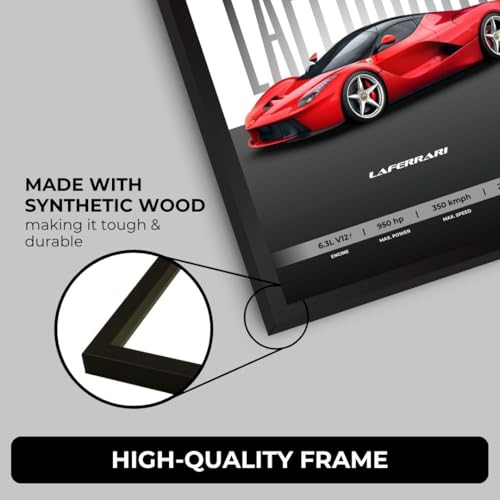 Image of LaFerrari Poster | Framed LaFerrari A4 Sized (31 x 23 cm) | Hypercar Poster | Supercar Posters for Wall, Gift for Boys, Car Frames | Car Posters for Wall, Bedroom, Hostel, Study Room (F 158)