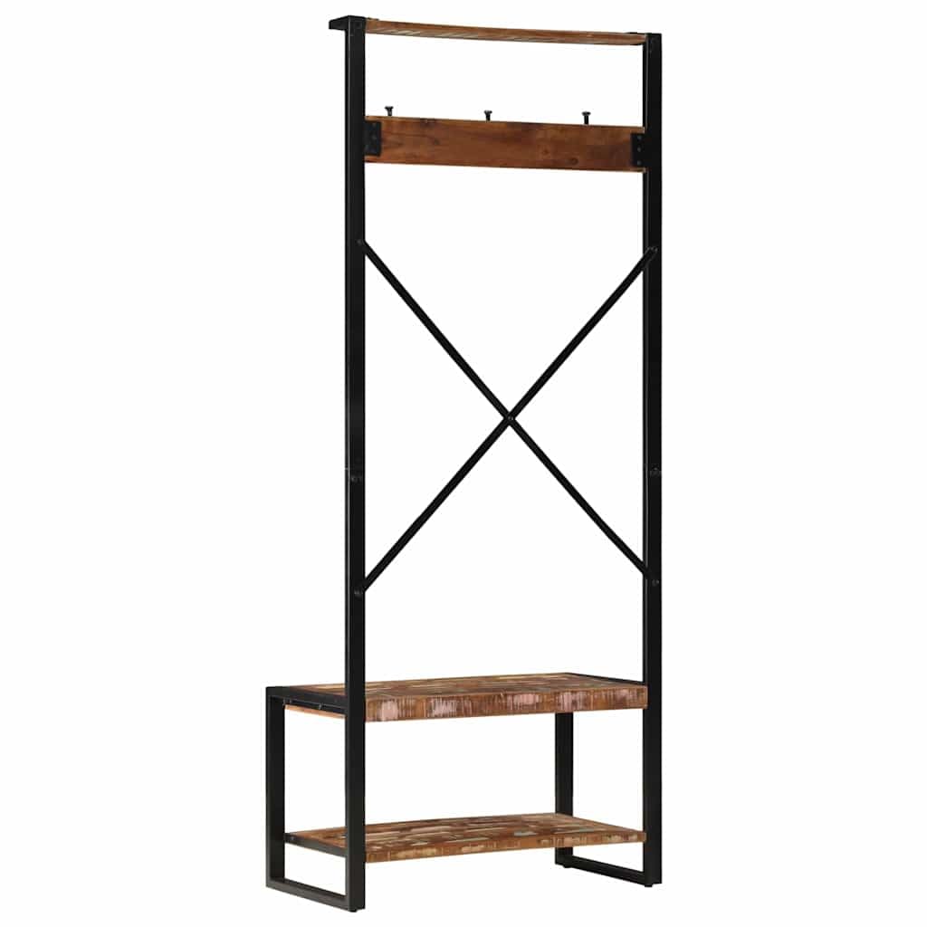Homgoday Perchero Multicolor Madera Maciza reciclada 80x40x190 cm Estantería de Pared Colgante Flotante Almacenamiento Espacio Decoración Artículos Diarios en Familia