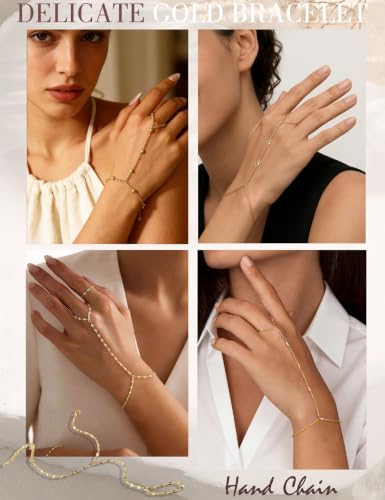 4 Pcs Gold Hand Chain Bracelets DROPS TO (Color: gold-hand chain bracelet SET ONLY) - image 5