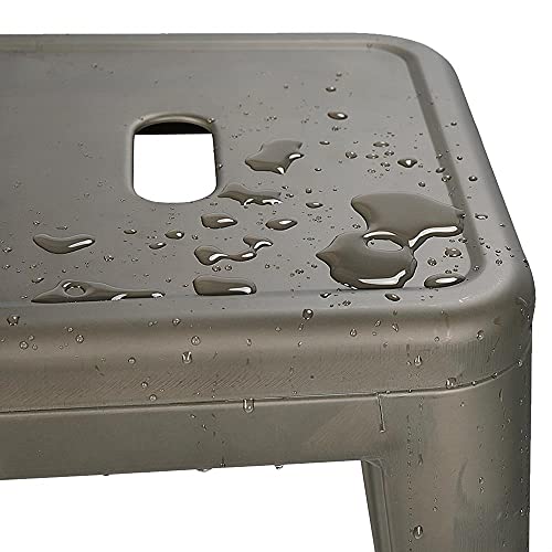 Yaheetech 24'' Metal Bar Stools Counter Height Barstools Set Of 4 High Backless Industrial Stackable Metal Chairs For Indoor And Outdoor, Gun Metal #TOP3