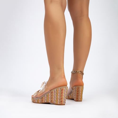 getmorebeauty Women's Platform Wedge Sandals with Rhinestone Buckle Strap Open Toe Slip On High Heels Summer Dressy Shoes3