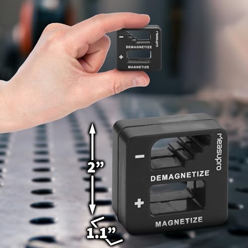 MeasuPro Demagnetizer and Magnetizer for Screwdrivers Tips, Bits, and Small Tools, Large or Big Screws, Drills, Drill Bits, Sockets, Nuts, Bolts, Nails and Precision Construction, Black - 3 Pack - Thumbnail 4