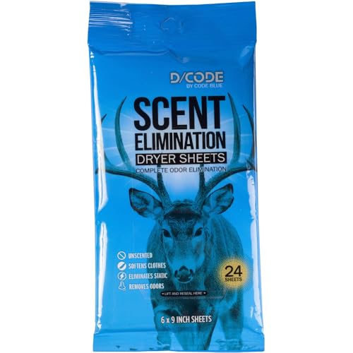 Code Blue D/CODE by Code Blue Scent Elimination Dryer Sheets, Unscented, 24 Sheets