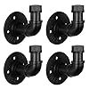 HouseAid Industrial Iron Pipe Towel Hook Holder Farmhouse Rustic Robe Hook for Bathroom Vintage Style Clothes Hook Hanger Wall Mounted Matte Black 4 Pack