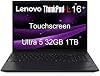 Laptop Lenovo ThinkPad L16, pantalla táctil 16", Ultra 5 225U, 32GB DDR5, 1TB SSD | PC de negocios premium E16 con IA, FHD+ antirreflejo, supera a Ultra 7 155U, 2x Thunderbolt 4, Teclado numérico, Cámara IR, Win 11 Pro 2
