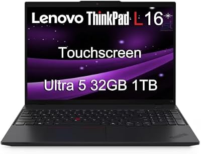 Lenovo ThinkPad L16, 16" Touchscreen, Ultra 5 225U, 32GB DDR5, 1TB SSD | Premium E16 Business Laptop AI PC, FHD+ Anti-Glare, > Ultra 7 155U, 2x Thunderbolt 4, Numeric Keypad, IR Webcam, Win 11 Pro