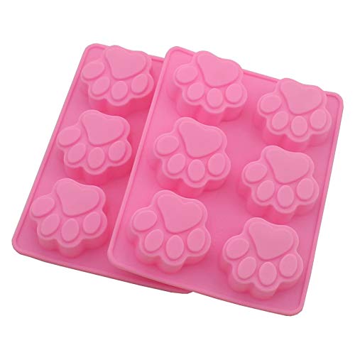WARMBUY Silicone Molds for Dog Treats Soap Making and Chocolate, Animal Paws, 2 Pack