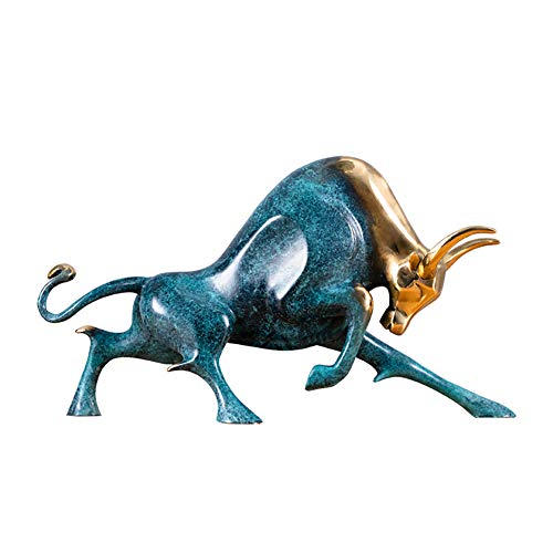 Ffyugo Bronze Bull Sculpture Creative Decoration, Ice Crack Crafts Living Room Office Lucky Opening Housewarming Gift,Blue #TOP2