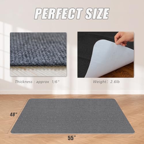 Image of Sycoodeal Office Chair Mat for Hardwood Floor,Office Computer Gaming Chair Mat for Tile Floor,Large Floor Protector Rug,Anti-Slip,Easy to Clean,Grey(48 inchx55 inch)