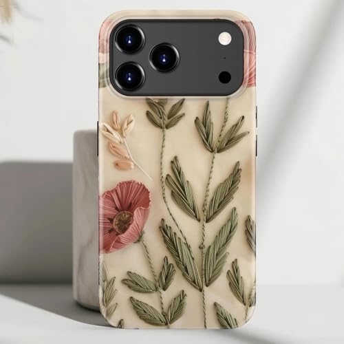 Coque de protection iPhone 17 Pro silicone double couche motif fleur rose