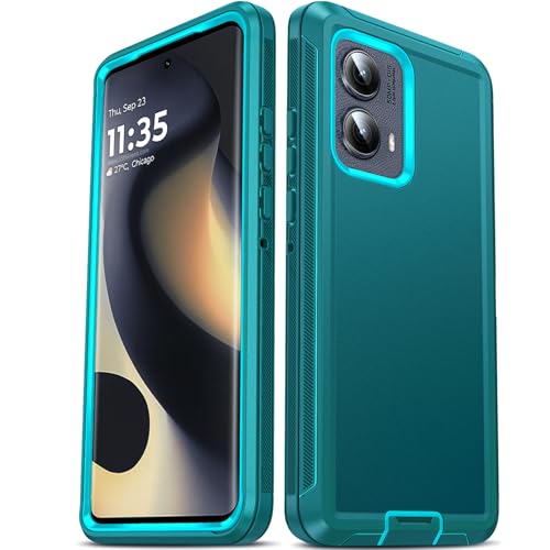 LeYi for Motorola-Edge-2024 Case: Moto Edge-2024 Cover【NOT FIT Edge 50/ G 5G 2024】 3 in 1 Rugged, Military Grade Dust Drop Shockproof Protective Cell Phone Android Funda para Edge2024 6.6', Teal