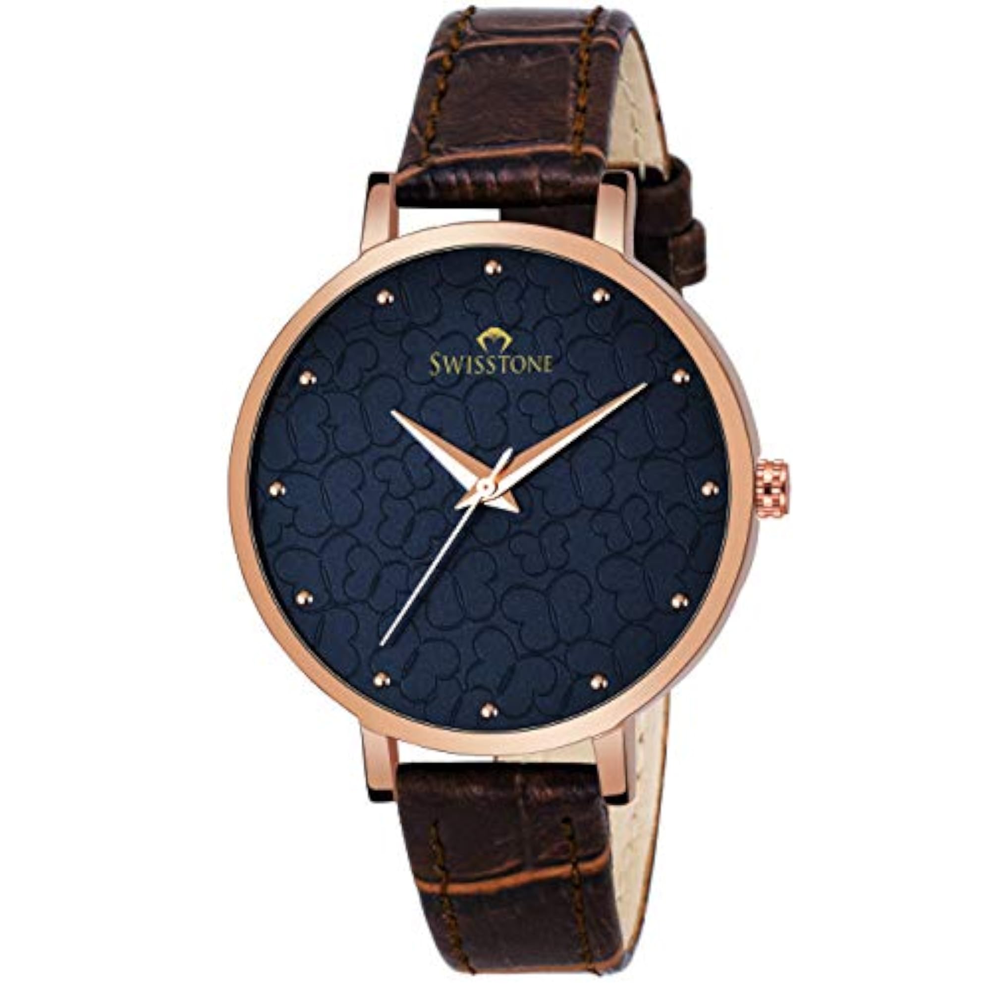 Girl's Blue Dial Analog Watch with Brown Strap