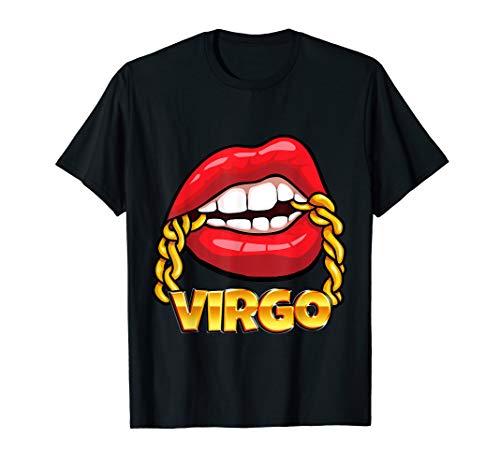 Juicy Lips Gold Chain Virgo Zodiac Sign T-Shirt