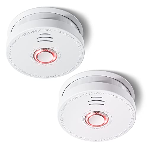 Siterlink Smoke Detectors Battery Operated, Smoke Alarm With Test-Silence Button, Photoelectric Sensor Fire Alarms Smoke Detectors With Led Lights, Ul Listed Fire Alarm For House, Gs528A, 2 Packs #TOP14