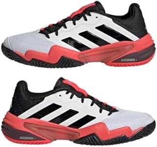 adidas Tênis masculino Barricade 13, Branco/preto/vermelho lúcido