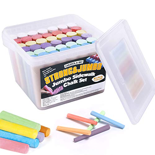 Maxzola inc. - Maxzola inc. Jumbo Sidewalk Chalk for Kids, 61 Pcs Non-Toxic, Washable, Outdoor, Street, Chalkboard Bulk Chalk, Art Set