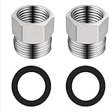 2 Stück Reduzierstück 1/2 auf 3/8, 2 Stück Adapter 1/2 auf 3/8 Zoll, Reduzierstück, Edelstahl Gewindefitting, Muffennippel Edelstahl mit 2 Dichtring für Industrie Usw