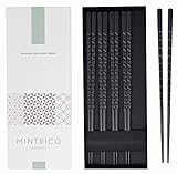 Mintrico Reusable Chopsticks Luxury Japanese Style 5 Pair Set Dishwasher Safe (Zigzag)