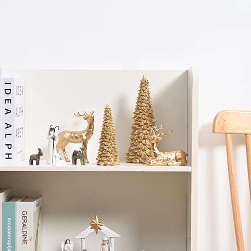 Aomoonoa Gold Christmas Tree Figurines, 2Pcs Resin Glitter Christmas Tree For Tabletop Decoration, Small Christmas Tree Set, Decorative Xmas Trees For Christmas Mantel Indoor Home Decor thumb #4