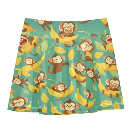 visesunny Girl's Golf Skirt Athletic Banana Boat Monkey Tennis Skort Sport Activewear with Double Layer Pockets