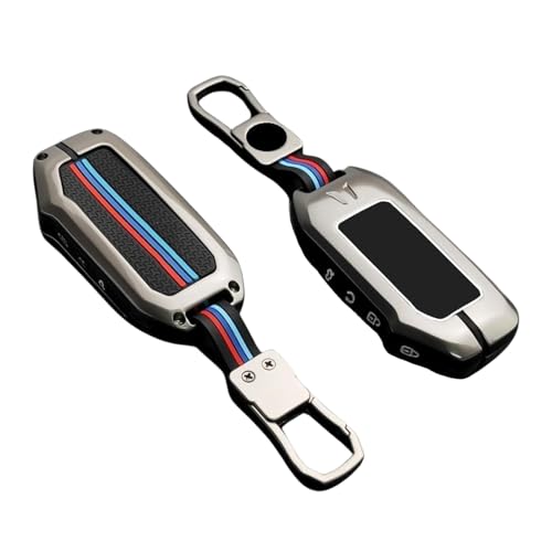 Image of KINGSWAY Kia Car Key Cover and Keychain Perfect Shape and Compatible with 4 Buttons Smart Key of All Kia Cars, Remote Key Shell, Key Case, Car Key Chain Cover, 360 Protection, Gunmetal Grey