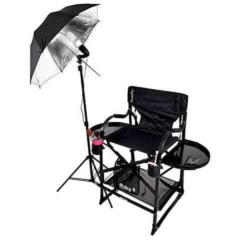 Tuscany Pro Portable Hairstylist Chair with Umbrella Light Set - Perfect for Salons, Movie Sets - Italian Design - 10 Years Warranty - US Patented - 25 Inch Seat Height Cover