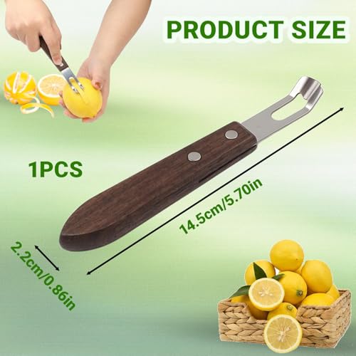 1PCS Citrus Zester and Orange Peeler Tools, Channel Knife, Walnut Wood and Stainless Steel Bar Peeler Tool, Channel Knife for Bartenders & Home Mixologists, Craft Cocktails (5.59 x 0.86\'\')