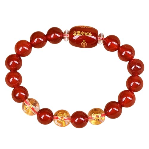 Talisman Cristal Feng Shui avec agate rouge et perles de quartz naturel 10 mm