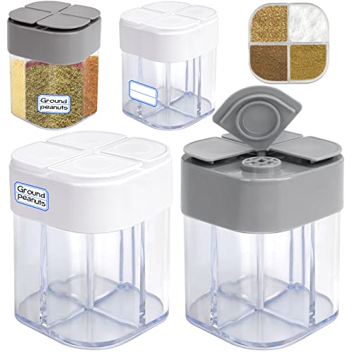4 Pack 4 in 1 Plastic Salt and Pepper Shaker,