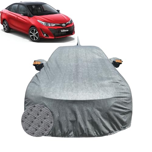 Image of Car Cover for Toyota Yaris (2018-2021) | 100% Waterproof Cover with Reflective Mirror Pockets | Dustproof, Scratchproof, Heatproof Toyota Yaris Car Cover |Soft Cotton Lining| Grey