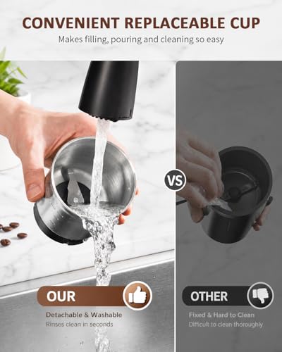 Image of SHARDOR Electric Super Silent Blade Coffee Grinder, Timed Grind Control Rotary Knob, Adjustable Coarse to Fine for Coffee Beans, Spices & Herbs, with 2 Removable Stainless Steel Bowl, Brown