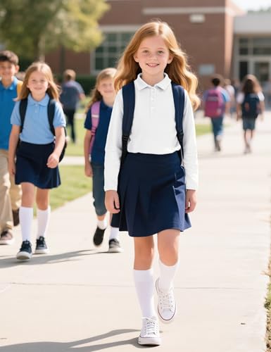 Girls Uniform Shirts Long Sleeve Polo Shirt for Girls School Uniform Shirts Size 5-14 Years4