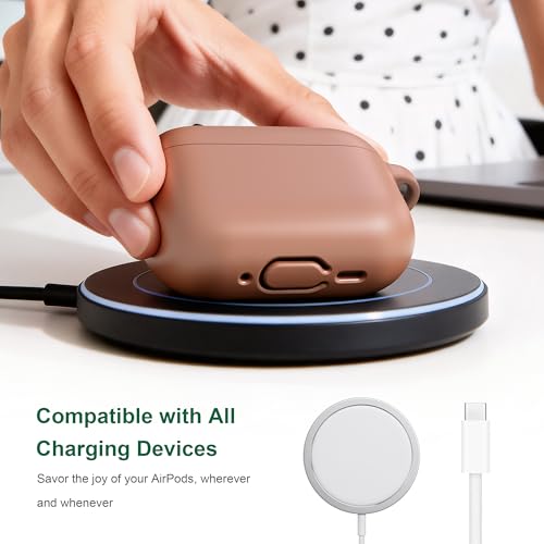 Image of R-fun for AirPods Pro 3 Case (2025), Soft Silicone Protective Case Cover Compatible with Apple AirPods Pro 3rd Generation (USB-C Cable) for Women Men with Cleaning Kit and Keychain, Milk Tea